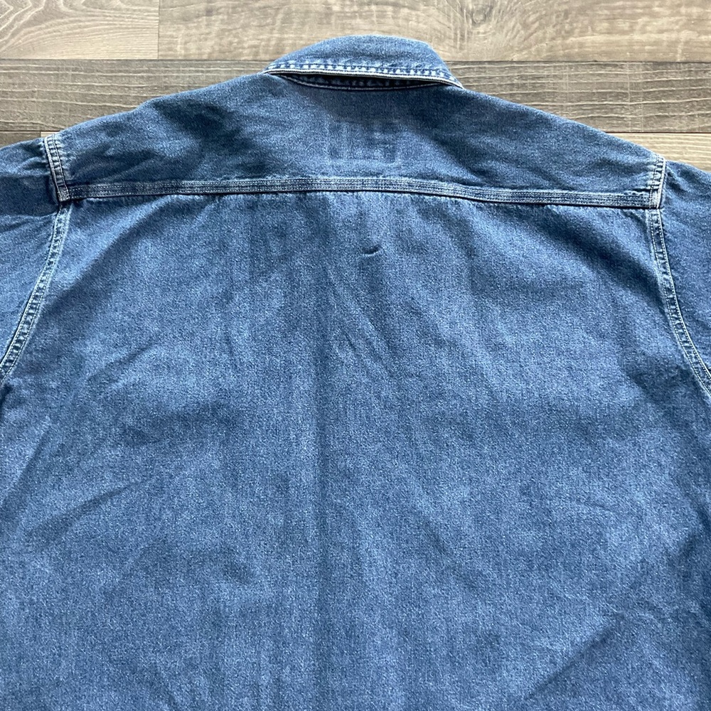 VTG Cabela’s Outdoor Gear Denim Jean Shirt Men’s XL Blue Button Up Long Sleeve - Picture 9 of 9
